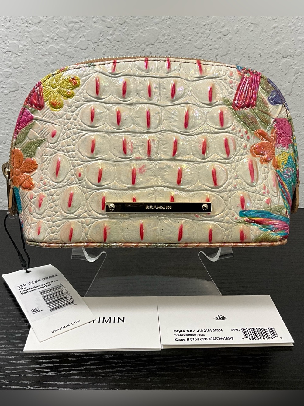 Brahmin Tina DESERT BLOOM PARTON Cosmetic Clutch Floral Pattern